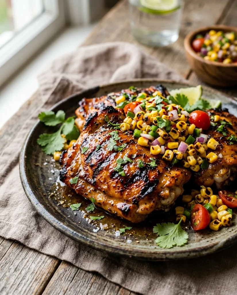 Grilled Honey-Lime Chicken Thighs with Charred Corn Salsa