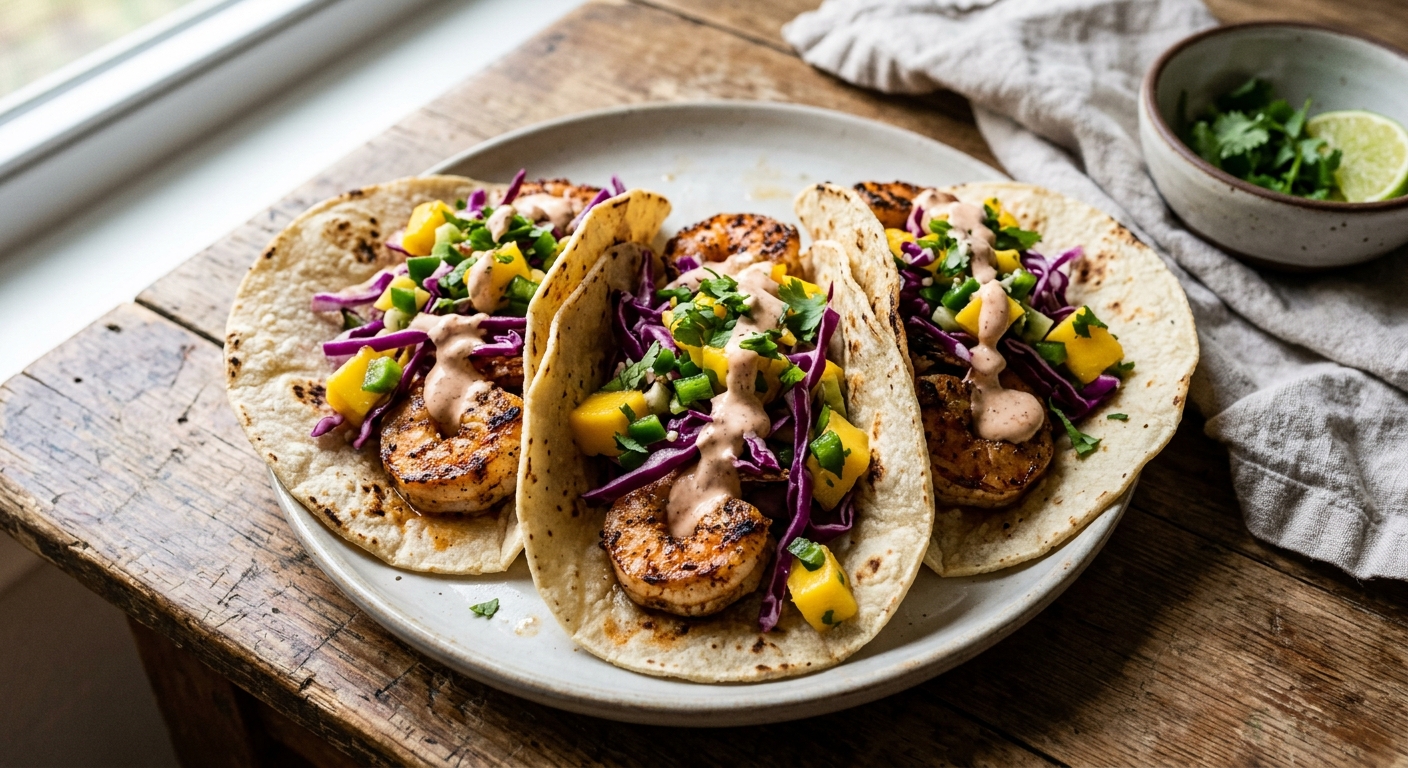 Grilled Shrimp Tacos with Mango-Jalapeño Slaw That Taste Like Peak Summer